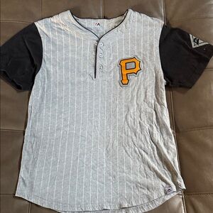 Pittsburgh Pirates Gray and Black Baseball Jersey with Yellow Logo size M Medium
